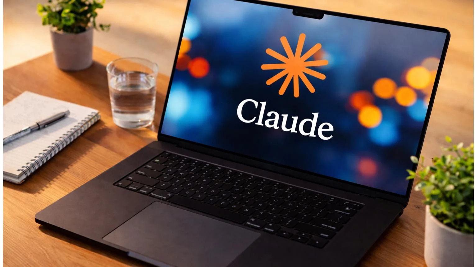 Claude AI on laptop for storytelling, video production and software development.