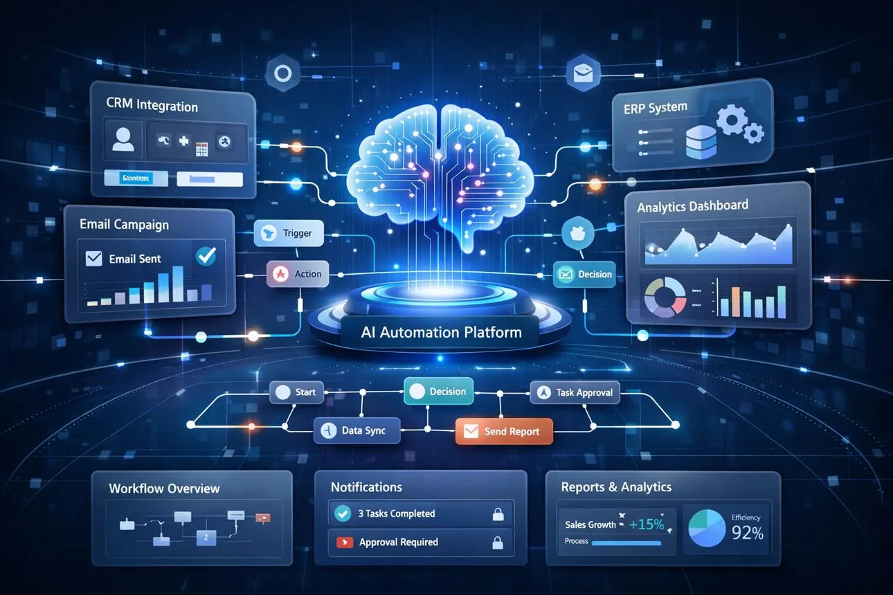 AI automation transforming business workflows through artificial intelligence and modern technology