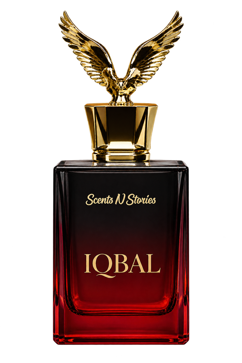 Iqbal perfume bottle with gold eagle cap
